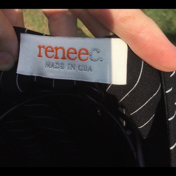 Renee C. Adorable Black Pinstripe Long Sleeve Dress, XL - Picture 3 of 4